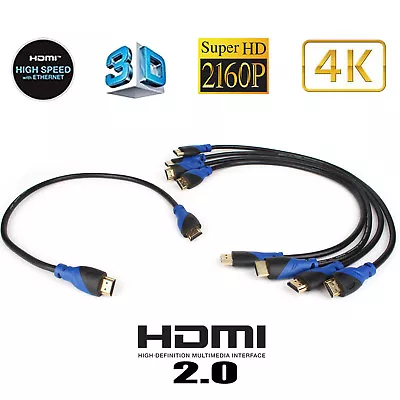 £35.97 • Buy Short 0.5M High-Speed HDMI Cable Cord Support 4K, Ethernet, 3D, Audio Return Lot