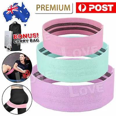 Resistance Booty Bands Set-3 Hip Circle Loop Bands Workout Exercise Guide & Bag • $12.85