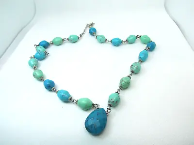 Awesome Vintage Chunky Genuine Multi Color Turquoise Bead Necklace • $26