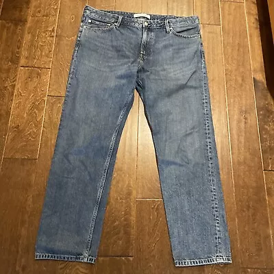 Calvin Klein Jeans Mens Slim Straight Tagged 40X32 Measure 42X32 Dark Wash CU2 • $19.99