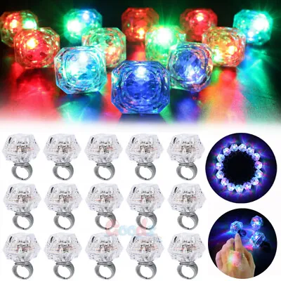 $14.93 • Buy 15Pcs Flashing Led Light Up Rings Diamond Bling Rings Party Favors Light Up Ring