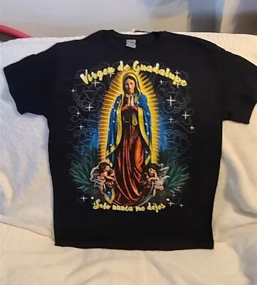 Virgen De Guadalupe Pray Star Stars Cherub Religion Virgin Mary T-shirt • $11.27