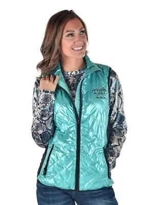 Cowgirl Tuff Western Vest Womens Zip Hand Pockets Turquoise 100724 • $99.94