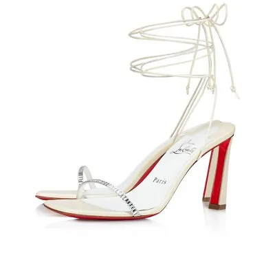 CHRISTIAN LOUBOUTIN 1095$ Condora Lacestrass 85mm Sandals - Crepe Satin Suede • $701.25
