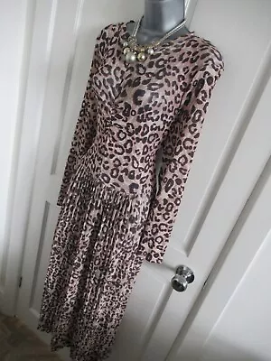 Gorgeous OASIS Animal/leopard Printed Forever Pleated Maxi Party Event Dress L • £24.99