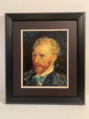 Van Gogh Self Portrait Painting Color Lithograph Framed Matted • $40