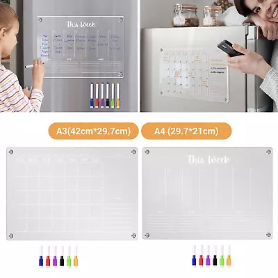 Weekly Daily Planner Magnetic Dry Erase White Board Sticker Magnetic For Fridge • £15.99