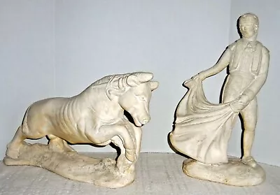 Vintage Matador Bull Fighter & Bull Chalkware Figures Sculptures HENRY FRIDLEY • $24.99