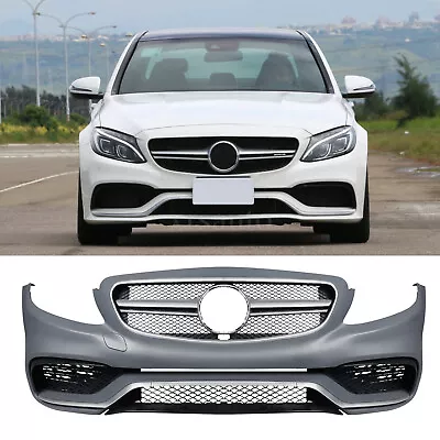 AMG Look Front Bumper Body Kit For Mercedes C-Class W/Grill W/O Parking Sensor • $660