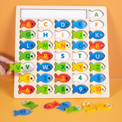 36Pcs Magnetic Wooden Fishing Game Toy Alphabet Catching Counting Game⚢ • $20.69