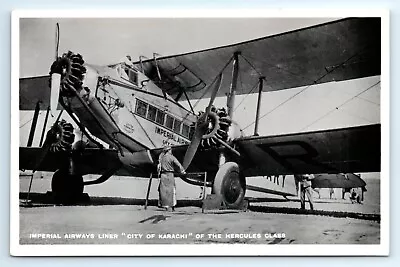 POSTCARD Imperial Airways Liner  City Of Karachi  Hercules Class Plane Tuck RP • £19.99