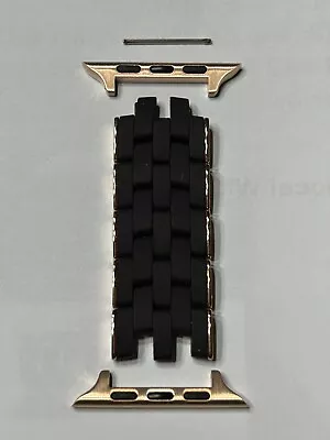 MICHELE 20mm Apple Watch Band Silicone Black Rose Gold 5 Extra Links & 2 Lugs • $55