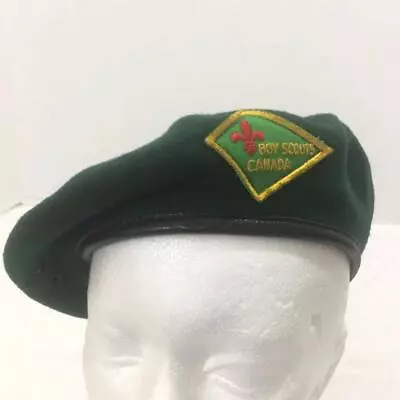 Vintage Boy Scout Canada Green Wool Beret ~ 1960's - 1970's • $7.28