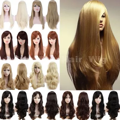 Women Lady Hair Wigs Long Curly Straight Wavy Synthetic Full Wig Cosplay Costume • $18.07