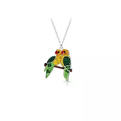 925 Sterling Silver Crystal Scarlet Macaw Bird Pendant Necklace Gift Women • $79.70