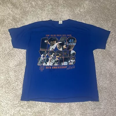 New York Mets 2019 50th Anniversary Adult T-Shirt 2XL Blue World Series • $22