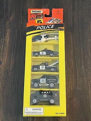 Vtg 1994 Matchbox POLICE 5 Pack Gift Set Forecast Cars Wrecker Helicopter Blazer • $15