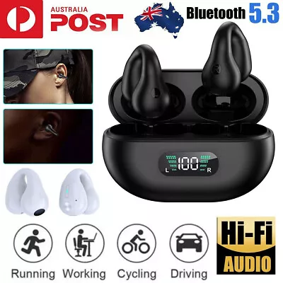 $22.40 • Buy Ear Clip On Bone Conduction Wireless Bluetooth 5.3 Earphones Sport Headphones