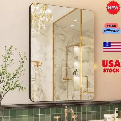 Sleek Metal Frame Vanity Mirror Black Framed Bathroom Mirror For Chic Bathrooms • $119.99