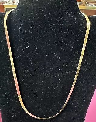 Malta 14k Yellow Gold Herringbone 5mm Chain Necklace 8.5g • $400