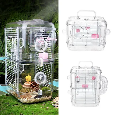 1/2 Layer Hamster Cage Carrier Small Animal House W/ Exercise Wheels Tunnel Tube • £19.95