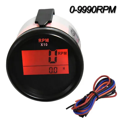 52mm Marine Boat Digital Tachometer Gauge 0-9990RPM Tacho Meter Engine Hourmeter • $22.70