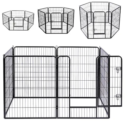 £49.95 • Buy Foldable Pet Play Run Cage Dog Puppy Pen Rabbit Guinea Pig Black Metal Enclosure
