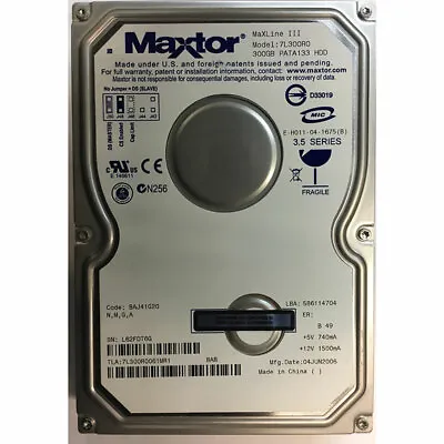 7L300R0  - Maxtor 300GB 7200 RPM IDE 3.5  HDD • $44