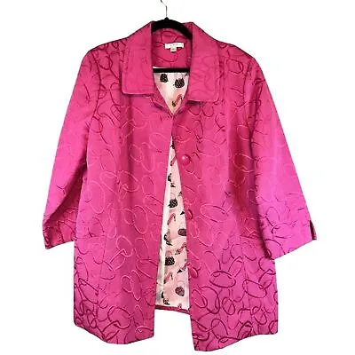 Erin London Embroidered Interlocked Chain Pattern Pink Rain Women's XL Coat • $50