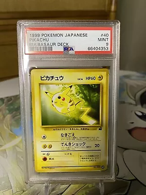 $65 • Buy 1999 Pokemon Japanese PSA 9 Pikachu #40 Bulbasaur Deck VHS Promo