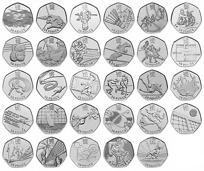 London 2012 Olympic 50p Coins Incl. Hockey Equestrian Handball Fencing Etc. • £1.75