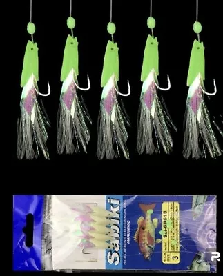 Mackerel Feathers 5 Hooks For Bass Garfish Lure Sea Fishing Rigs Boat Fishing • £1.89