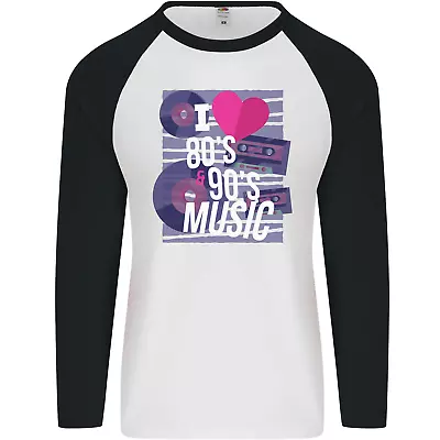 I Love 80s 90s Music Pop Rock Acid House Mens L/S Baseball T-Shirt • £9.99