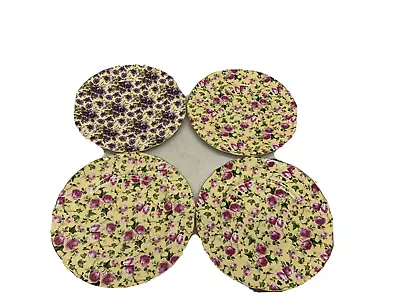 Vtg Staffordshire Chintz Collection Pansy Royale Garden Dinner Plates Lot Of 4 • $31.96