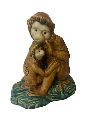 Vintage Capuchin Monkey And Baby Figurine Statue Art Pottery Majolica 10x10  • $82.45