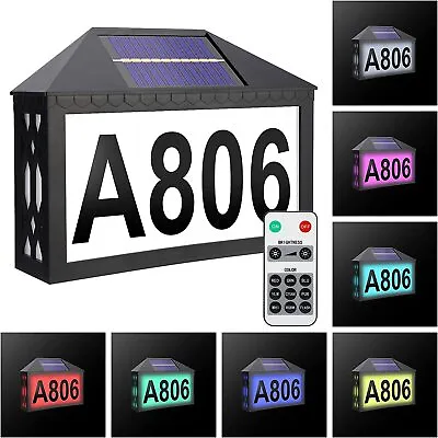 £10.79 • Buy House Sign Wall Gate Door Number Street Name Plaque Solar 7-Color RGB Lighted /