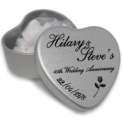 Personalised Wedding Anniversary Silver Heart Shaped Favours With Mints • £3.49