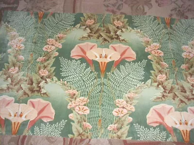 ANTIQUE French 1899 Art Nouveau SILK VELVET Fabric Morning Glories Lauth & Cie • $78