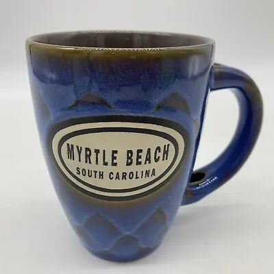 Myrtle Beach South Carolina Oversize Large Coffee Mug Blue Fish Scale Glaze NEW • $19.95