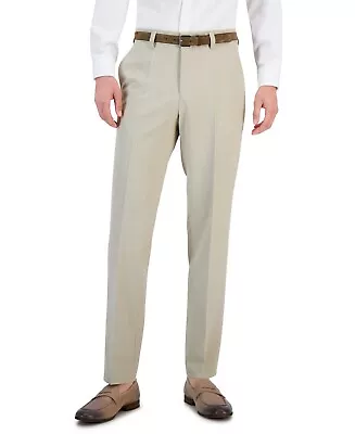 HUGO BOSS Men's Modern-Fit Superflex Tan Dress Pants 34 X 32 Beige Wool • $36