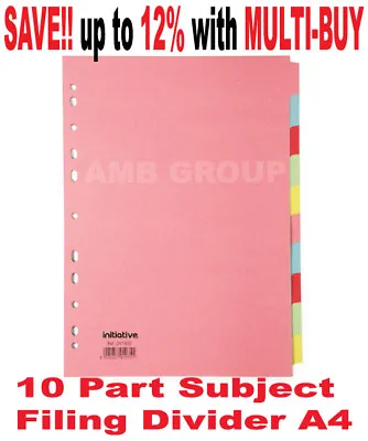 £1.55 • Buy 10 Part Subject Filing File Dividers A4 Multi Punched Coloured  