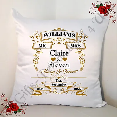 Personalised 18  Cushion  Wedding Gift  Mr & Mr / Mr & Mrs / Mrs & Mrs - D.28 • £16.99