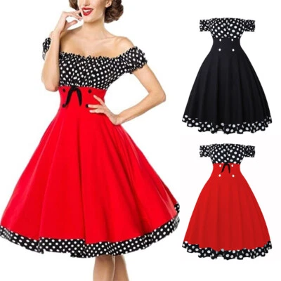 £22.49 • Buy Retro Women Polka Dot Swing Dress 50s 60s Rockabilly Cocktail Eveining Parties~
