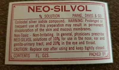 Vintage Neo-silvol Gummed Medicine Bottle Label  • $0.99