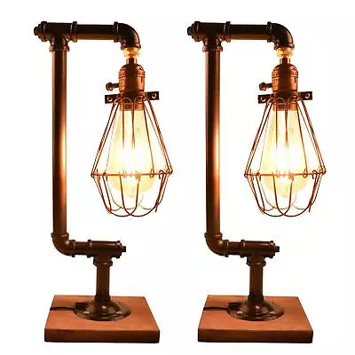 2pcs Water Pipe Desk Light Steampunk Table Lamp Industrial Vintage Home Decor US • $51.59