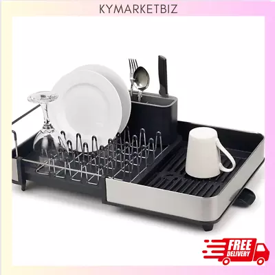 Expandable Dish Drying Rack Kitchen Counter  Drainer Spout Grey/Steel AUS • $119.95