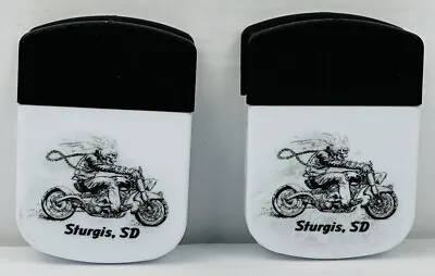 Sturgis South Dakota Refrigerator Magnet Clips Lot Of 2 Motorcycle Skeleton  • $5.95
