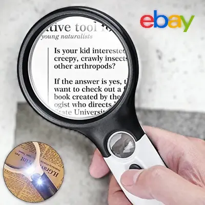 45x Handheld Magnifying Glass Reading Magnifier With 3 Led Light Jewelry Loupe • £4.65