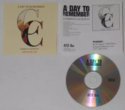 A Day To Remember - Common Courtesy - U.S. Promo Cd • $7.98