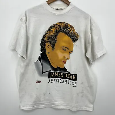 Arizona T-Shirt Adult XL White James Dean American Icon Graphic Print 1995 Vtg • $34.95